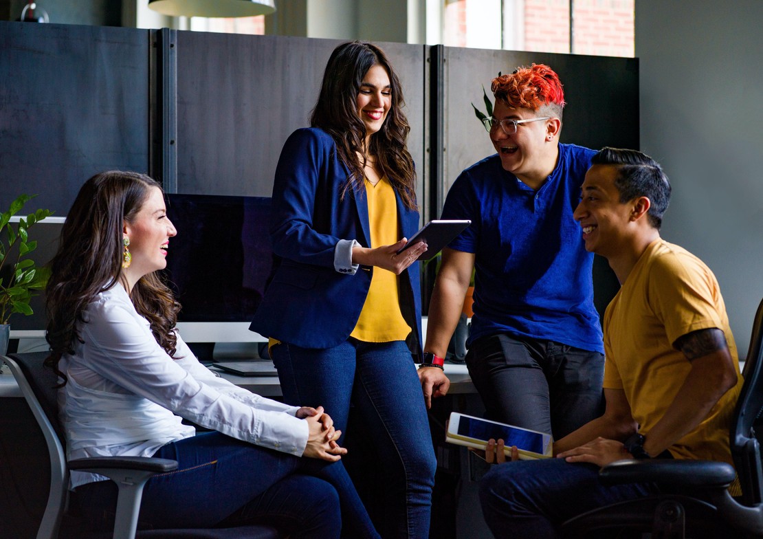 A group of colleagues in discussion